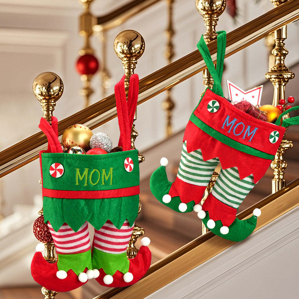 Custom Name Christmas Gifts Stocking Jingle Bell Elf Pants Personalized Stocking for family - Bestchristmasgifts