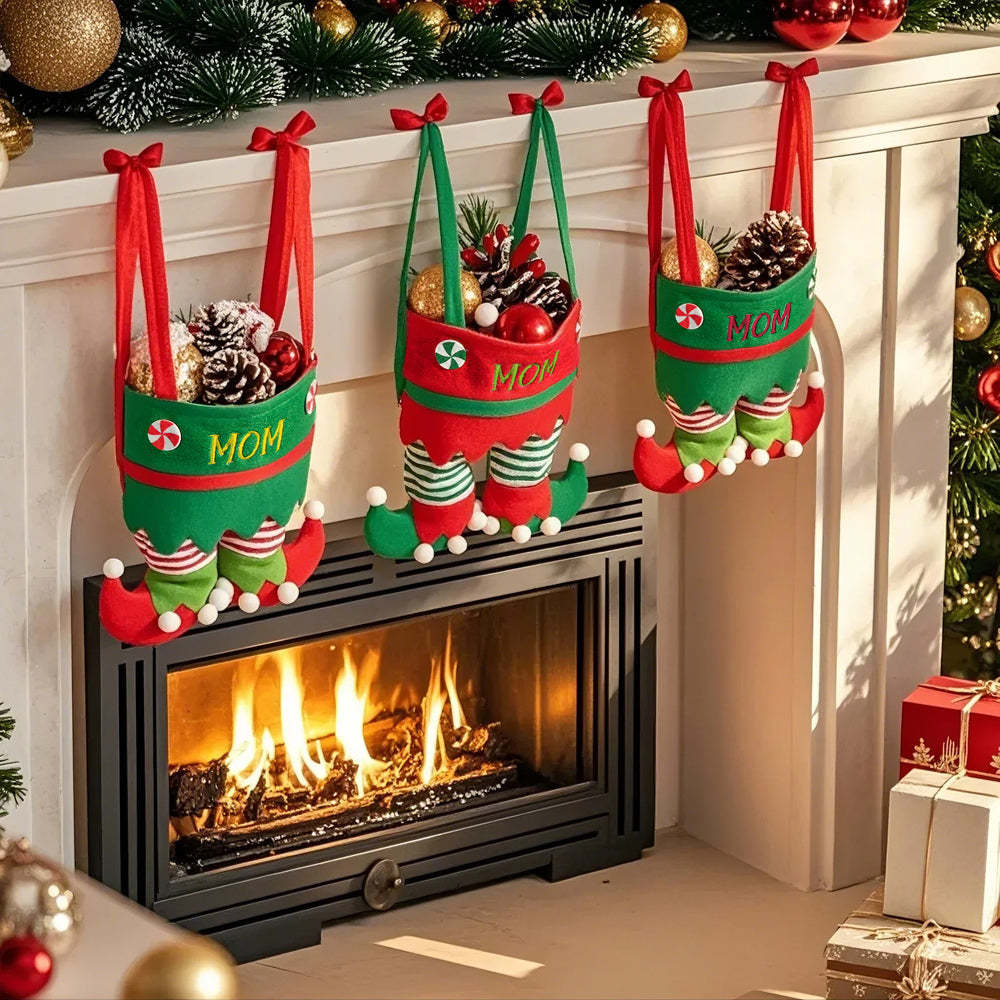 Custom Name Christmas Gifts Stocking Jingle Bell Elf Pants Personalized Stocking for family - Bestchristmasgifts