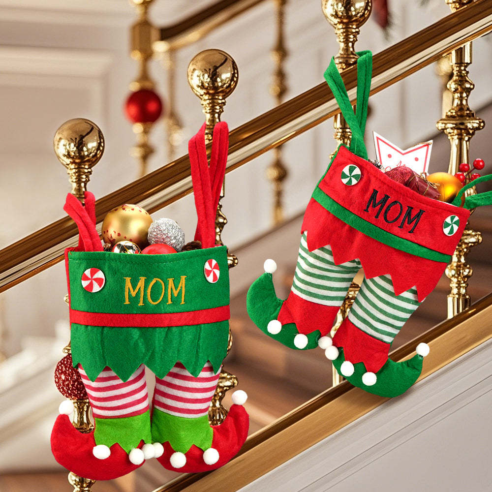 Custom Name Christmas Gifts Stocking Jingle Bell Elf Pants Personalized Stocking for family - Bestchristmasgifts
