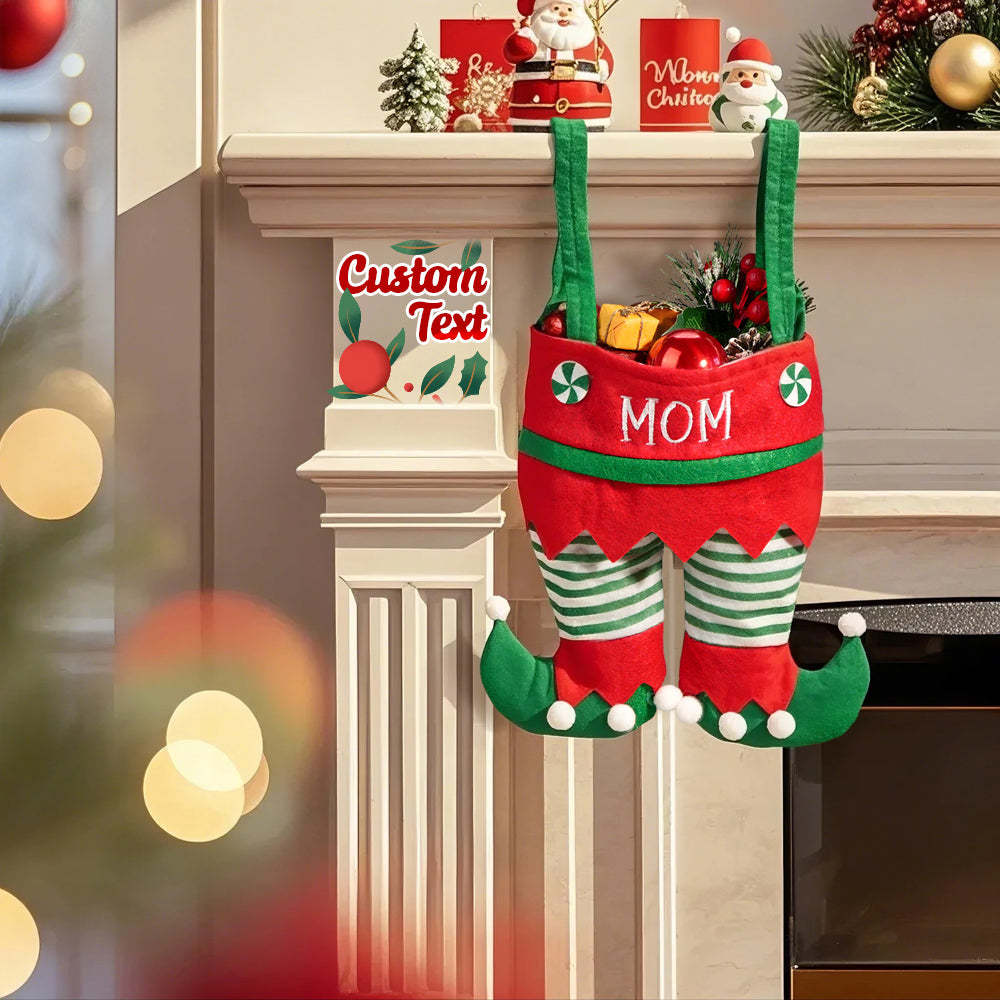Custom Name Christmas Gifts Stocking Jingle Bell Elf Pants Personalized Stocking for family - Bestchristmasgifts