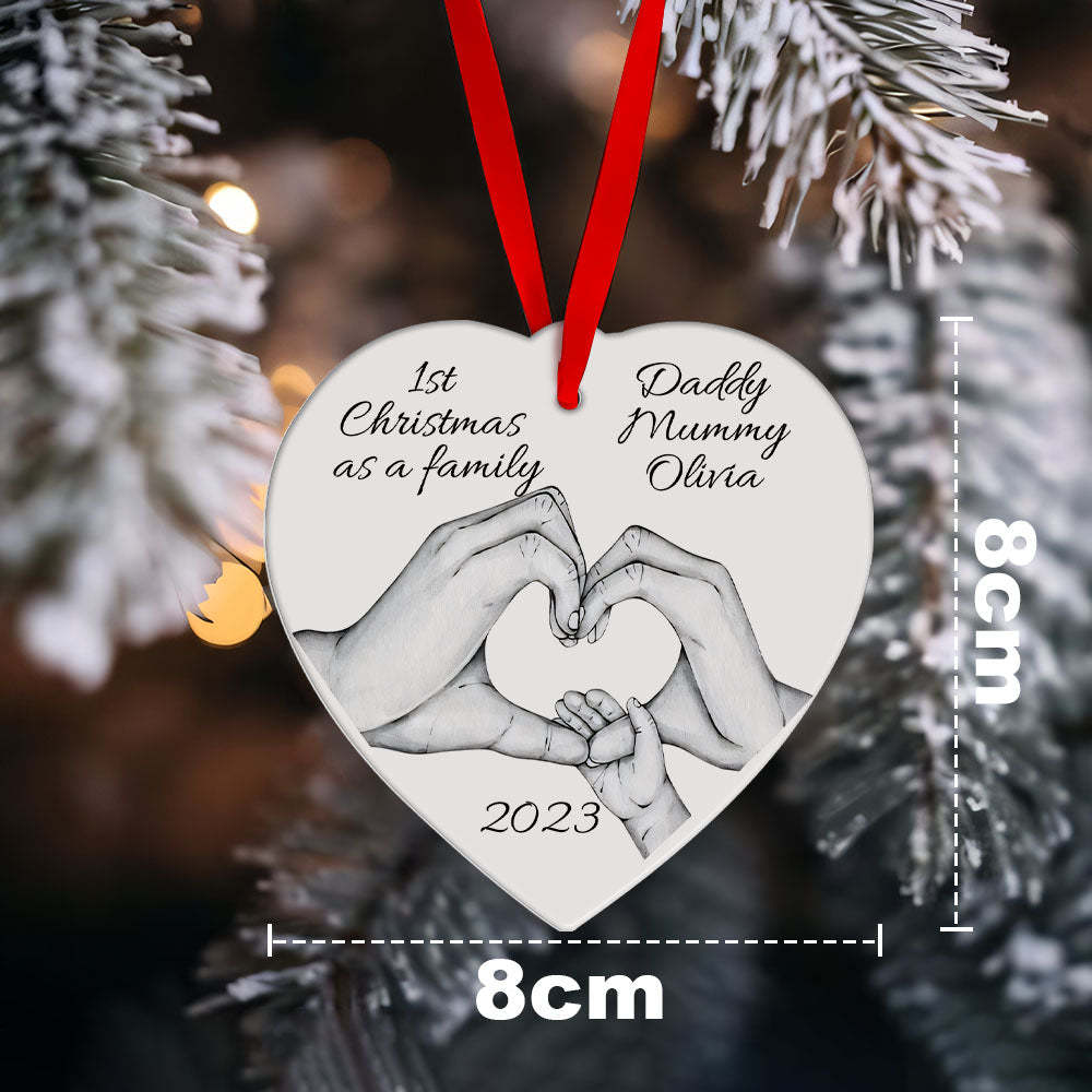 Custom Christmas Tree Decor Personalized Name Heart Ornament First Christmas as a Family - Bestchristmasgifts