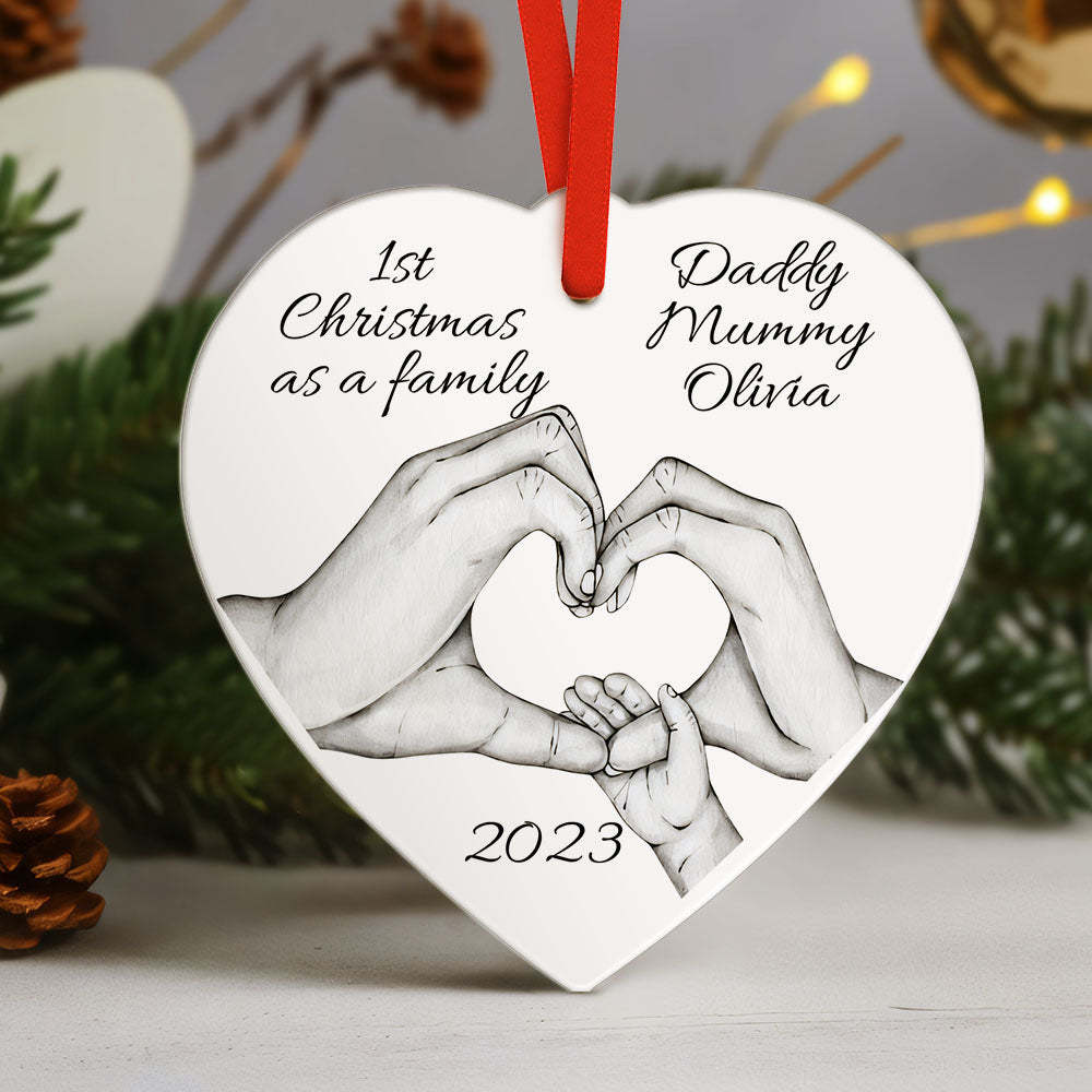 Custom Christmas Tree Decor Personalized Name Heart Ornament First Christmas as a Family - Bestchristmasgifts