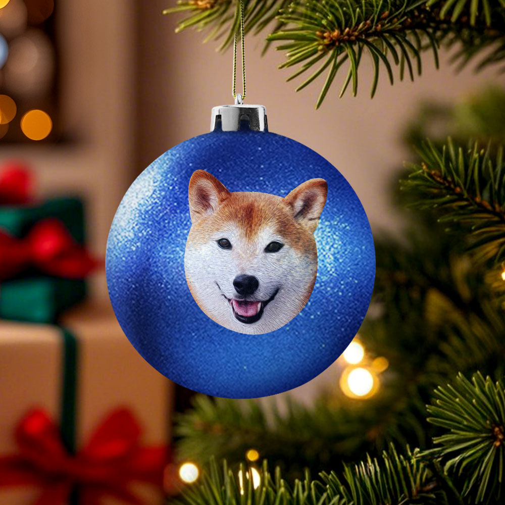 Custom Pet portrait Ornament Christmas Ball Dog Personalised Cat Memorial Ornament