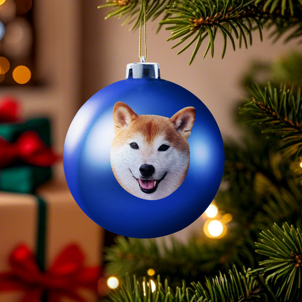 Custom Pet portrait Ornament Christmas Ball Dog Personalised Cat Memorial Ornament