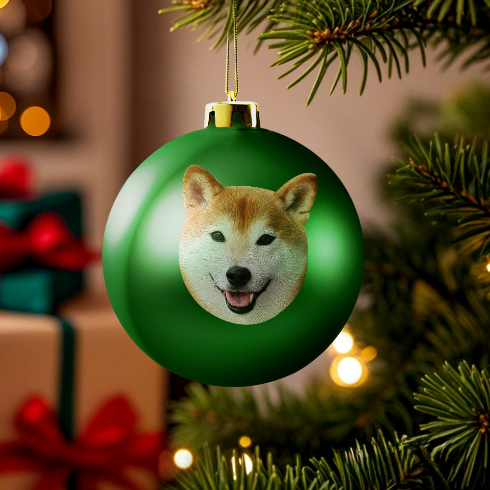 Custom Pet portrait Ornament Christmas Ball Dog Personalised Cat Memorial Ornament