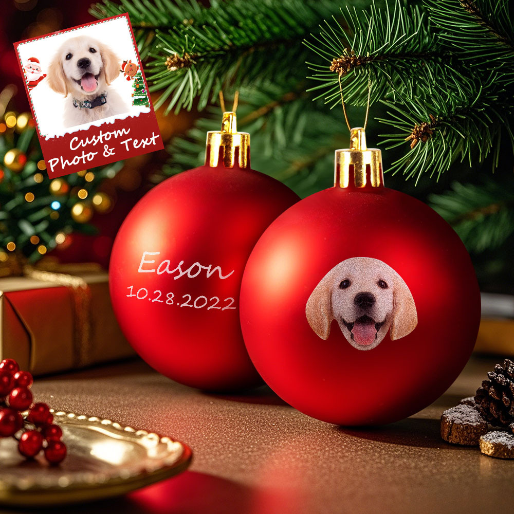 Custom Pet portrait Ornament Christmas Ball Dog Personalised Cat Memorial Ornament