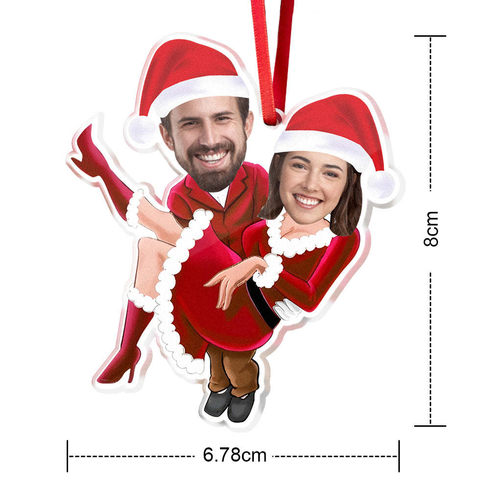 Custom Couple Christmas Tree Ornament Personalized Face Christmas Gift - Bestchristmasgifts