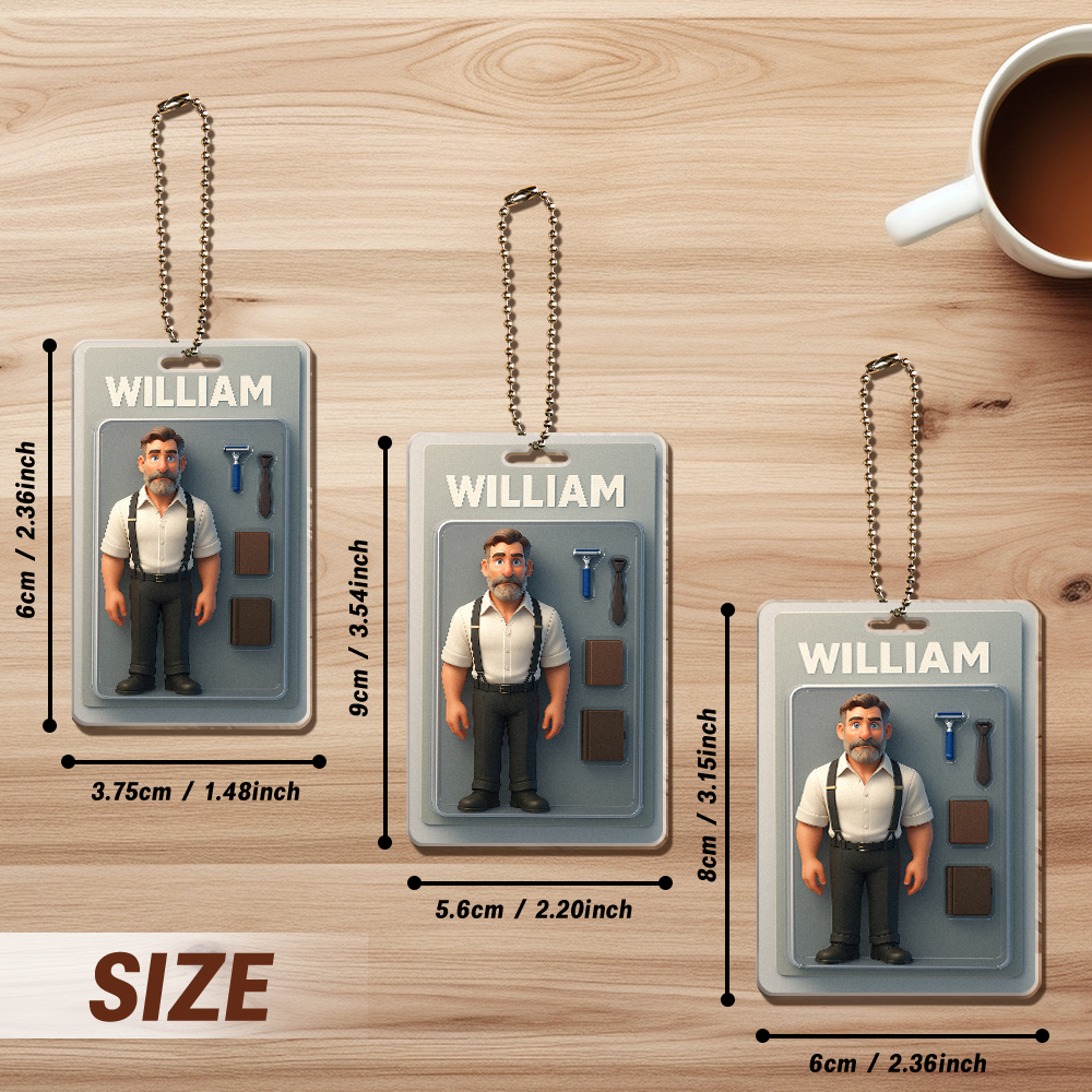 Fully Body Customizable Action Figure Pack Packaging Toy Box Style Art Gift Personalized Acrylic Car Hanger Gift for Him