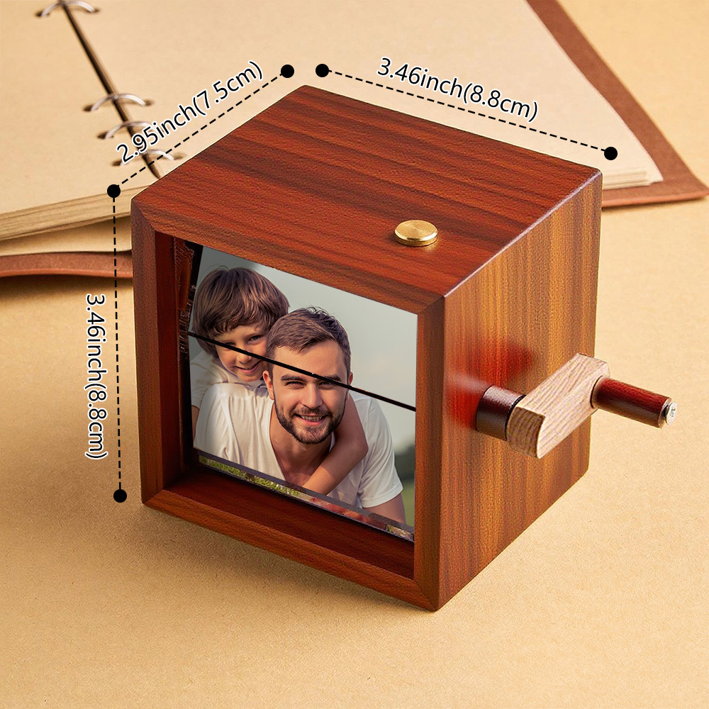 Custom To My Dad Photo Flipbook Frame Animation Machine Mechanical Hand-cranked Flipbook Box Photo Album Father's Day Gifts