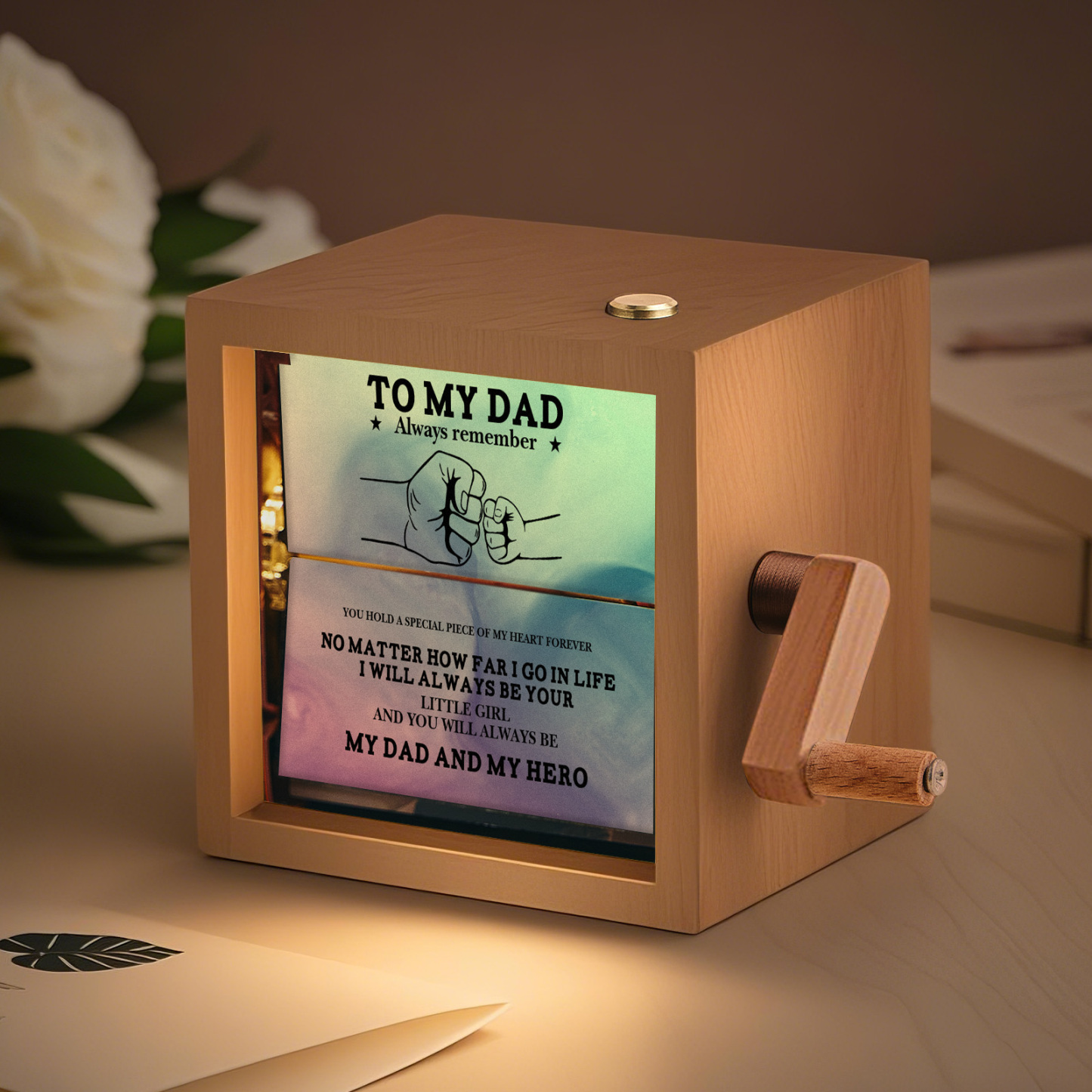 Custom To My Dad Photo Flipbook Frame Animation Machine Mechanical Hand-cranked Flipbook Box Photo Album Father's Day Gifts