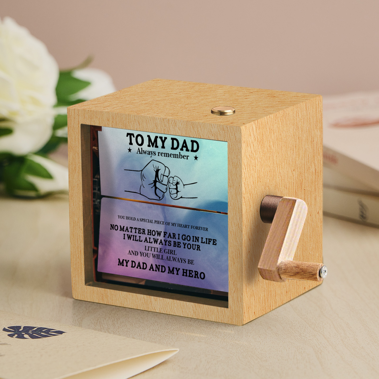 Custom To My Dad Photo Flipbook Frame Animation Machine Mechanical Hand-cranked Flipbook Box Photo Album Father's Day Gifts
