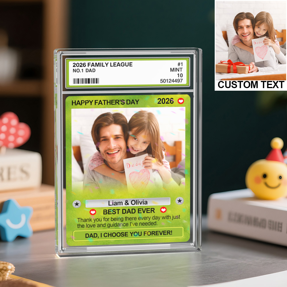 Custom Photo Father's Day Anime Trading Card, Anime Photo Block, New Dad Gift, Fathers Day Gift, Game Dad Gift From Kids, Gamer Husband Gift