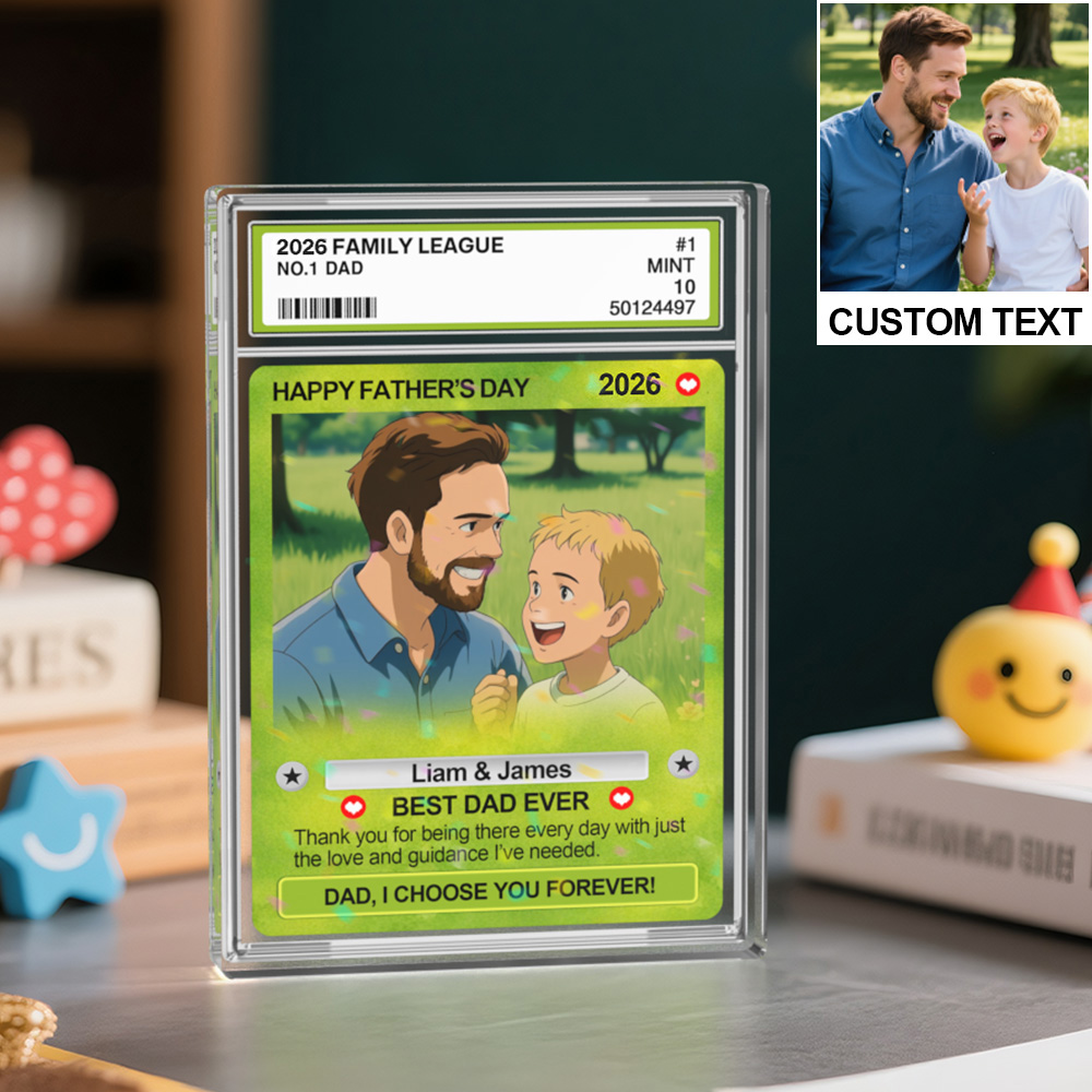 Custom Photo Father's Day Anime Trading Card, Anime Photo Block, New Dad Gift, Fathers Day Gift, Game Dad Gift From Kids, Gamer Husband Gift
