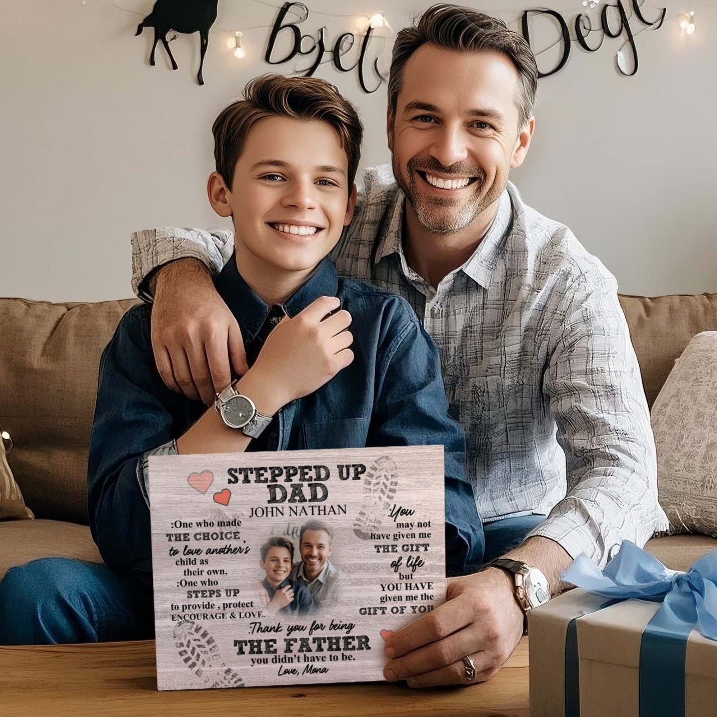 Personalized Stepped Up Dad Picture Frame Gift for Father