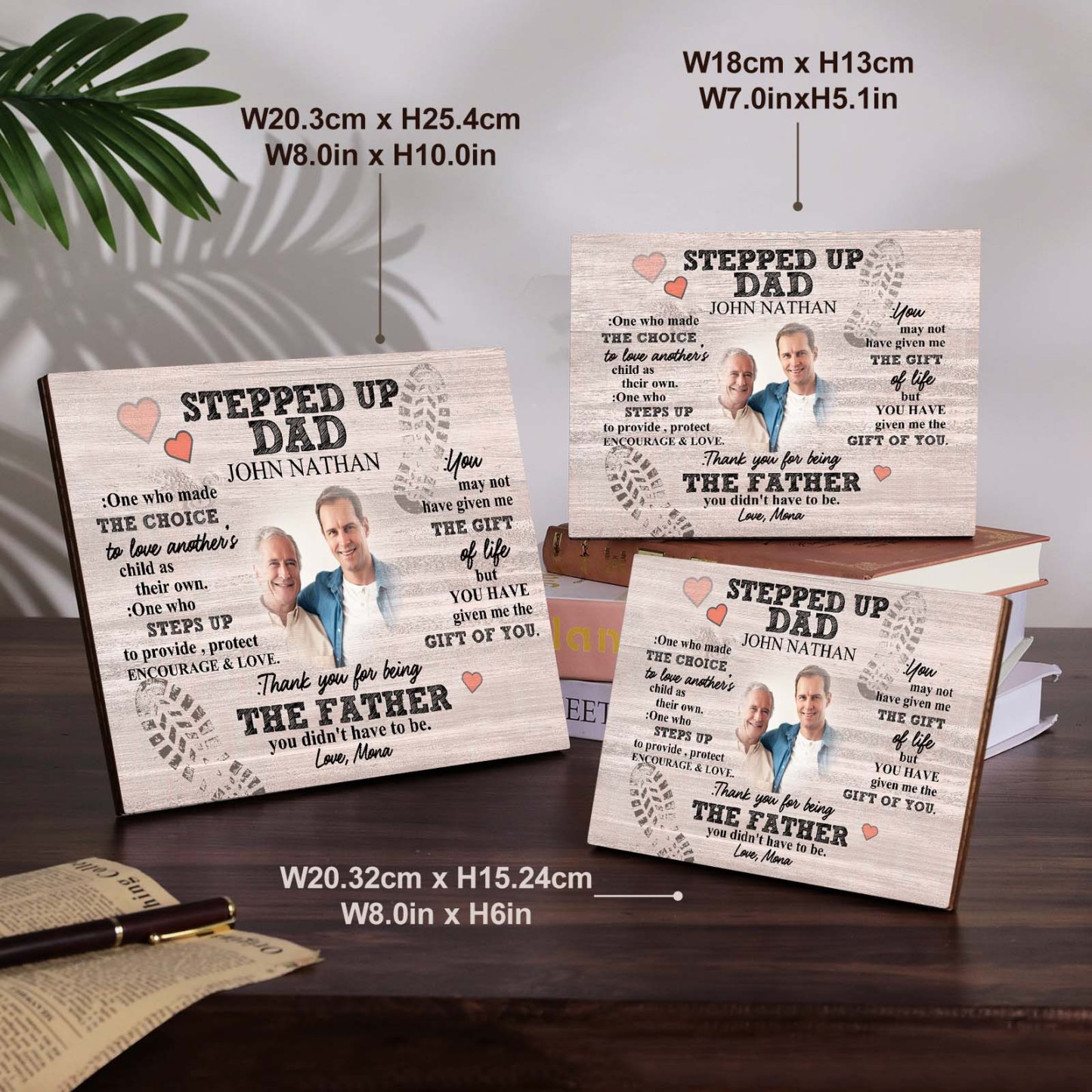 Personalized Stepped Up Dad Picture Frame Gift for Father