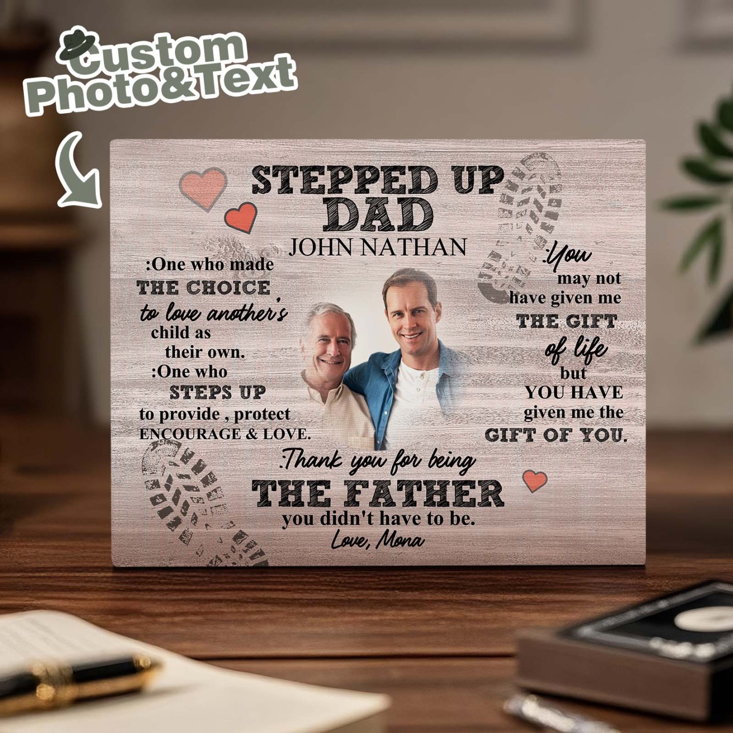 Personalized Stepped Up Dad Picture Frame Gift for Father