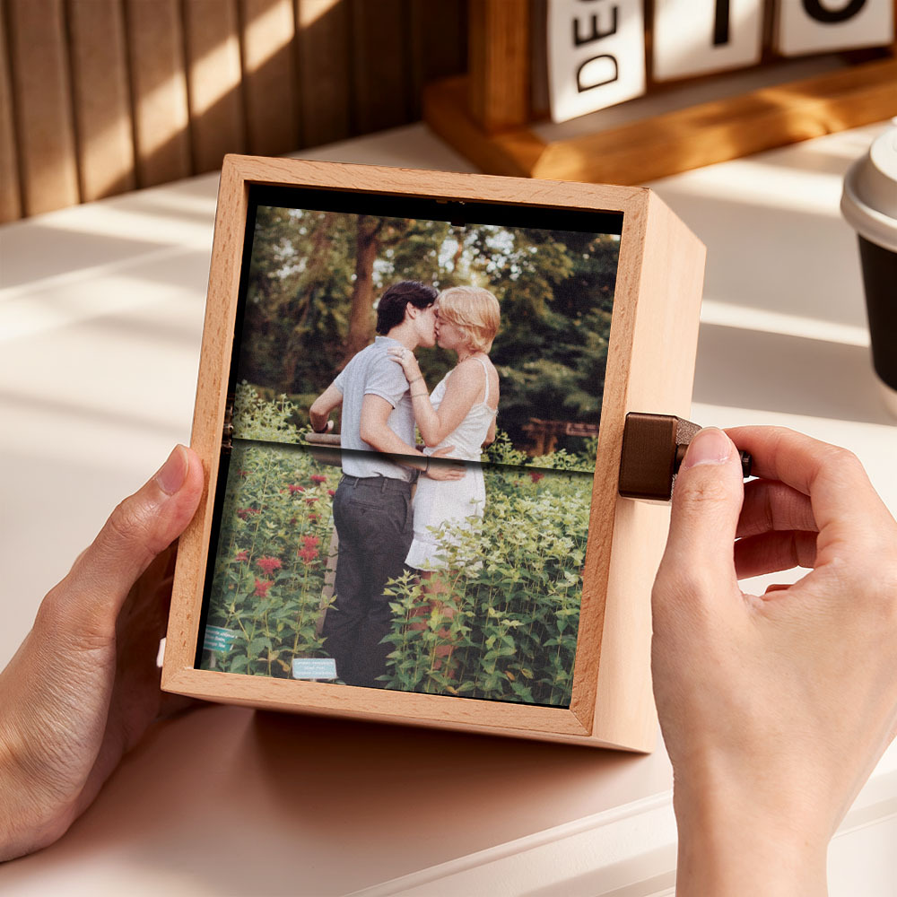 Custom Photo Flipbook Frame Vertical 13*16cm Animation Machine Mechanical Hand-cranked Flipbook Box Photo Album with Light Memorial Gift - soufeelus