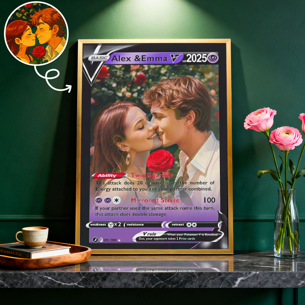 Custom Couple Anime Magic Lenticular PokeCard Frame Wall Art