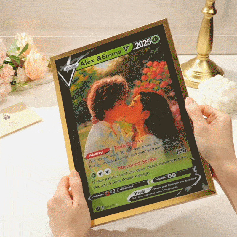 Custom Couple Anime Magic Lenticular PokeCard Frame Wall Art