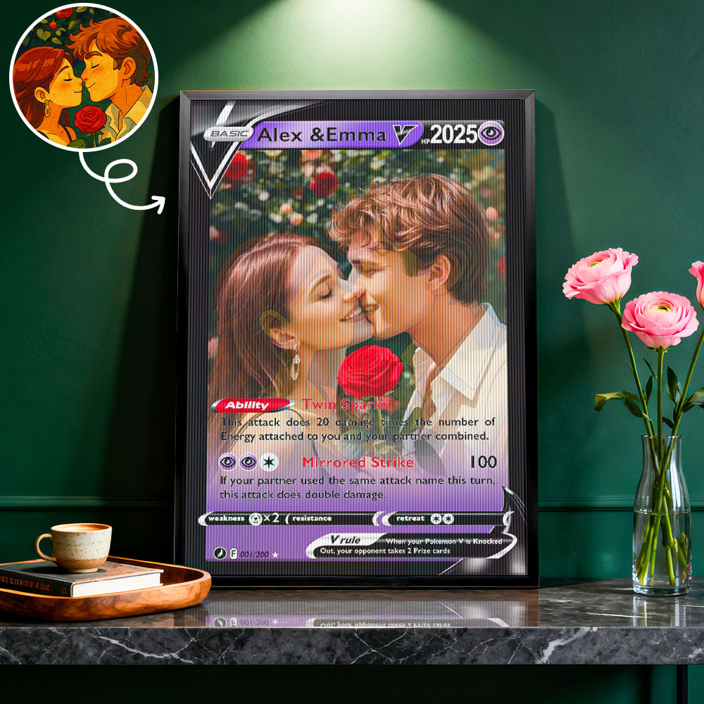 Custom Couple Anime Magic Lenticular PokeCard Frame Wall Art