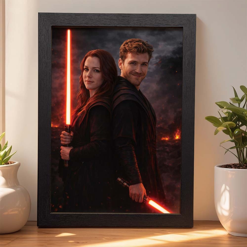 Custom Lightsaber Galactic Hero Couple Portrait Frame Gift Valentine's Day Gifts for Couple