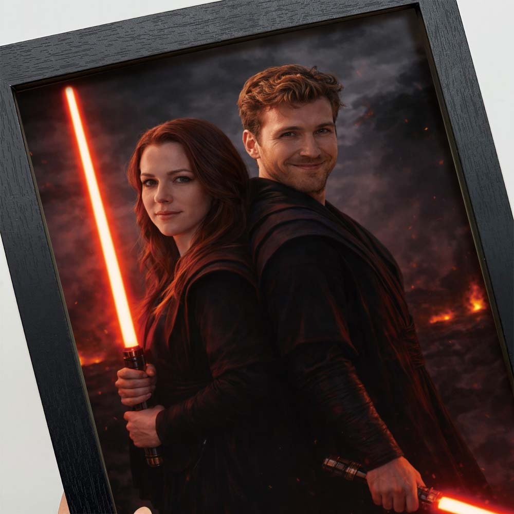 Custom Lightsaber Galactic Hero Couple Portrait Frame Gift Valentine's Day Gifts for Couple