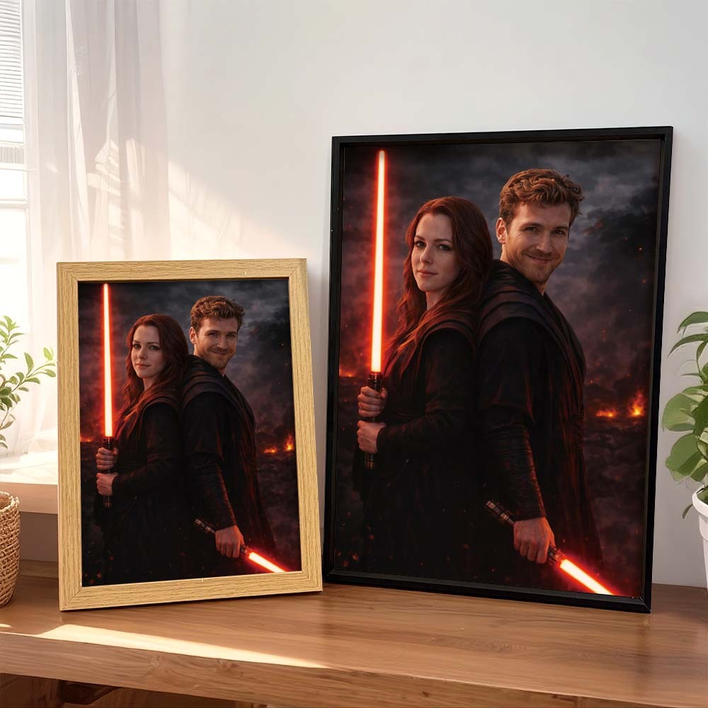 Custom Lightsaber Galactic Hero Couple Portrait Frame Gift Valentine's Day Gifts for Couple