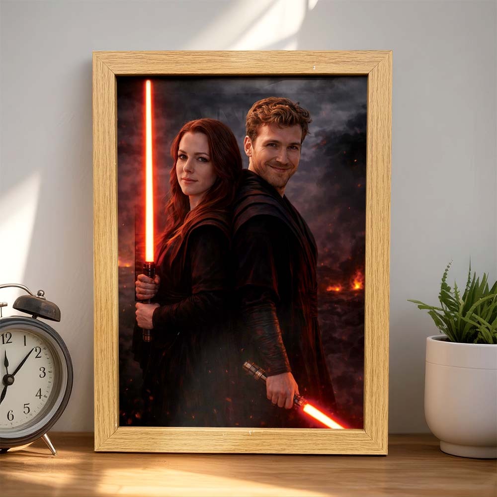 Custom Lightsaber Galactic Hero Couple Portrait Frame Gift Valentine's Day Gifts for Couple