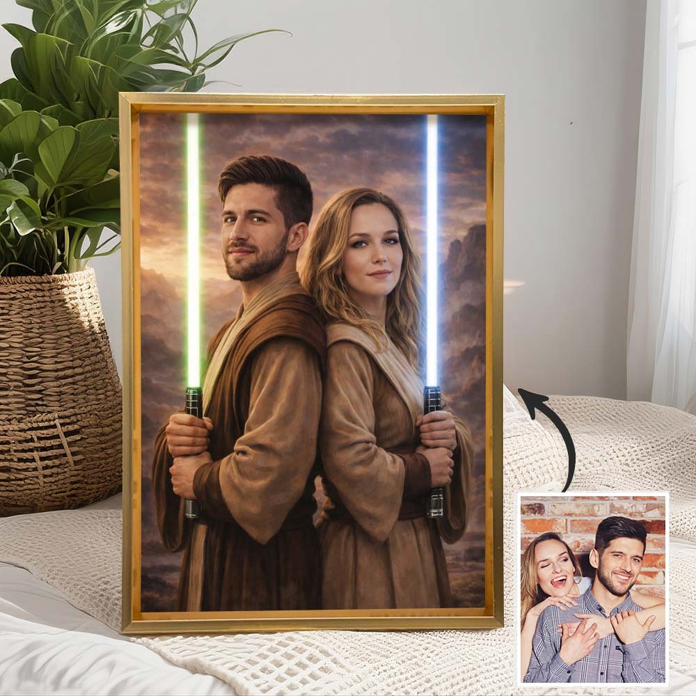 Custom Lightsaber Galactic Hero Couple Portrait Frame Gift Valentine's Day Gifts for Couple