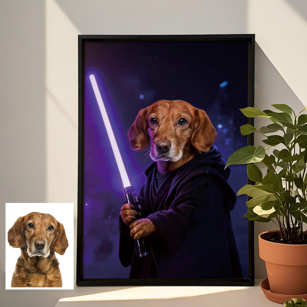 Custom Lightsaber Galactic Hero Pet Portrait Frame Gift for Pet Lover