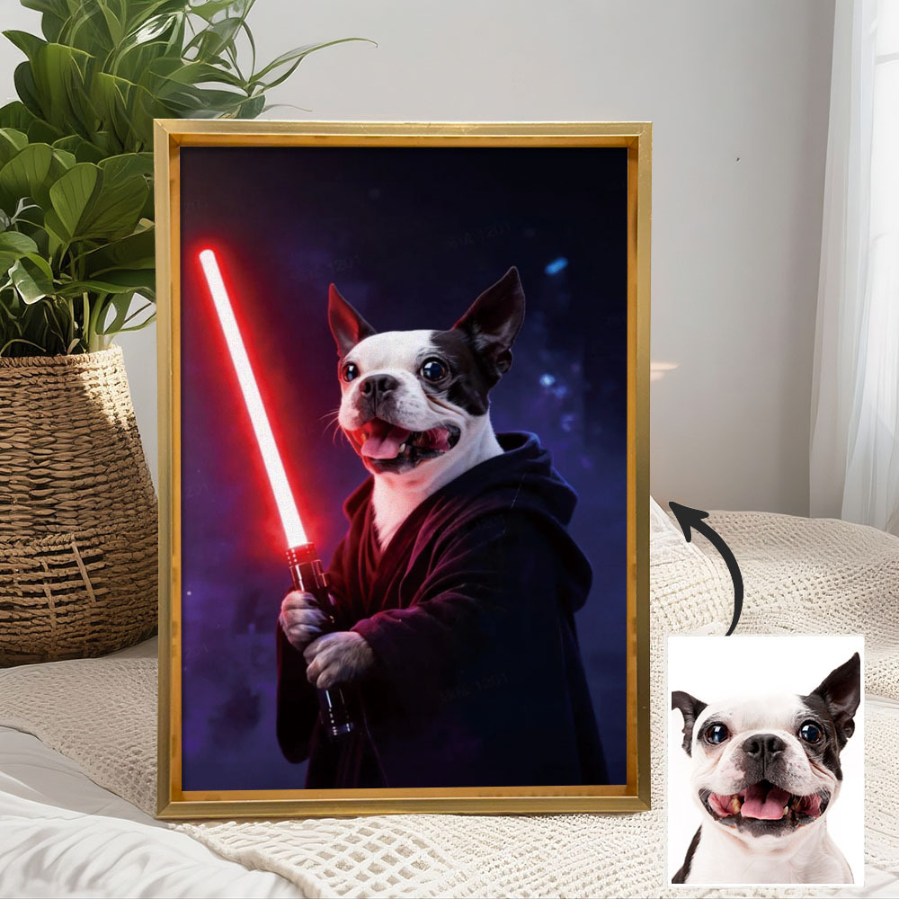 Custom Lightsaber Galactic Hero Pet Portrait Frame Gift for Pet Lover