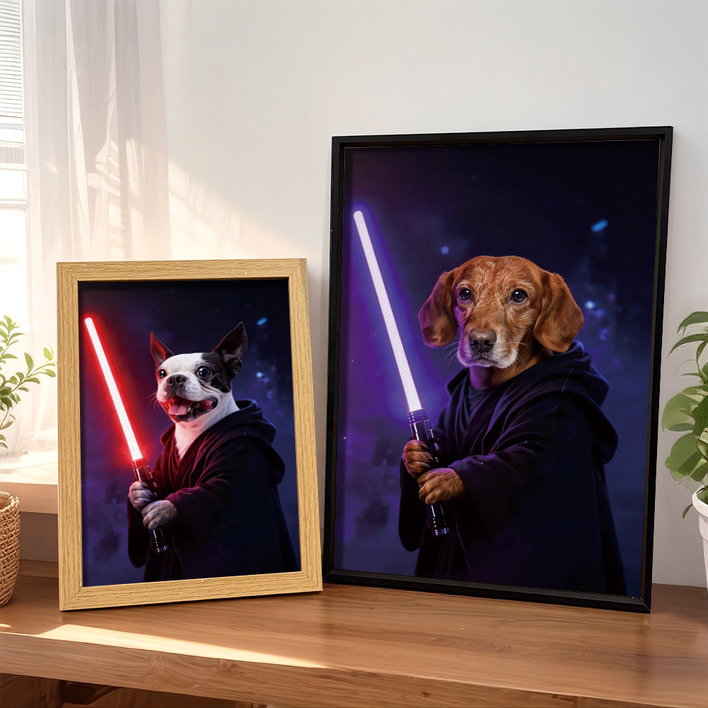 Custom Lightsaber Galactic Hero Pet Portrait Frame Gift for Pet Lover