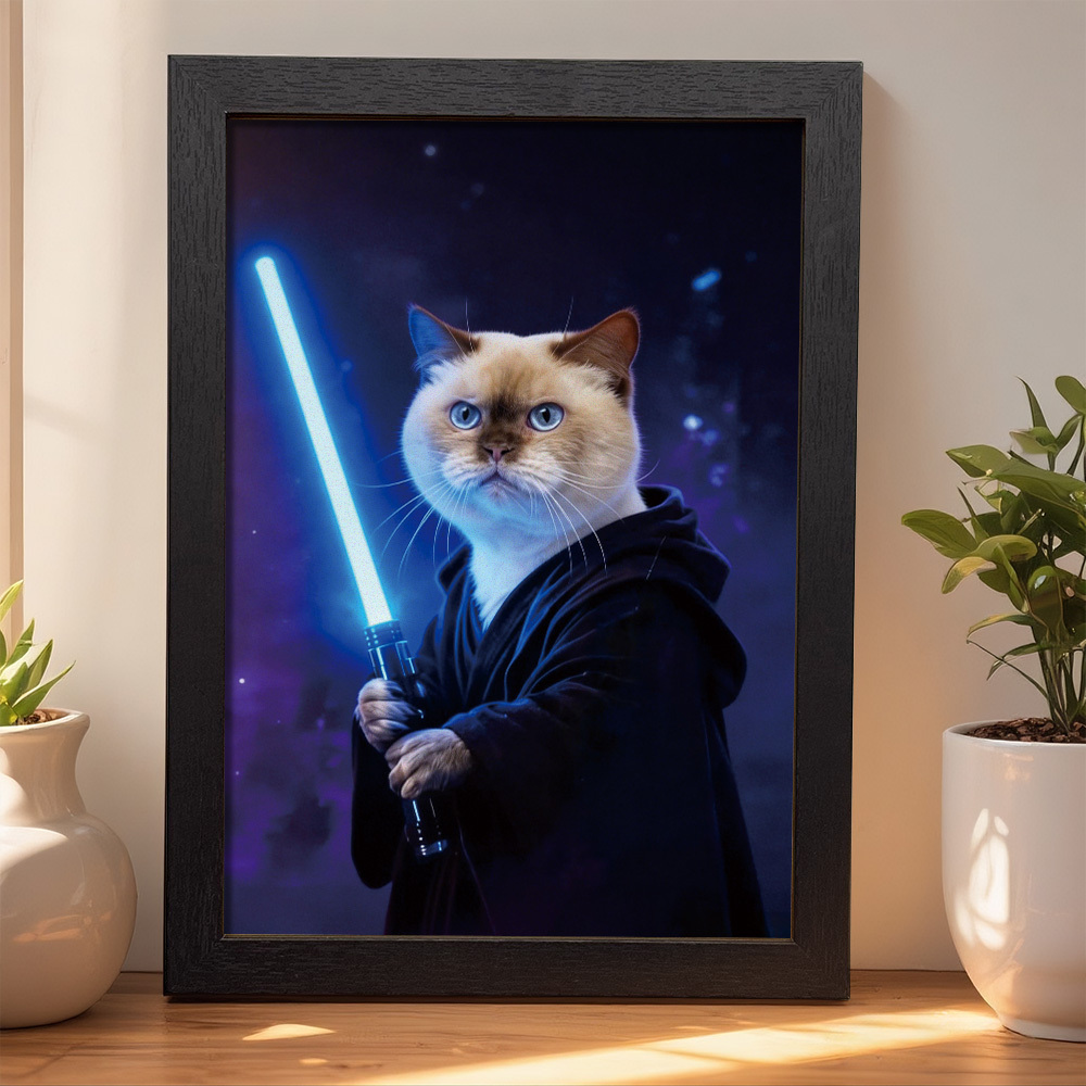 Custom Lightsaber Galactic Hero Pet Portrait Frame Gift for Pet Lover