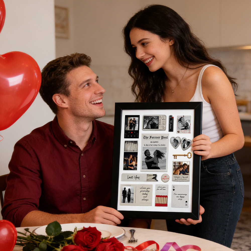 Custom Photo Matchbox Wooden Frame with Your Text Matchbook Poster Print Wall Art Anniversary Gift