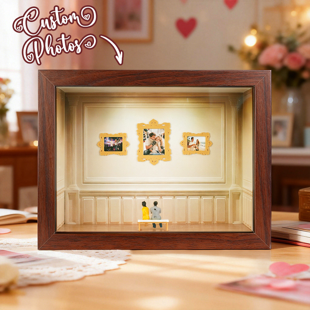 Custom Museum of Us Frame Cute Couple Miniature Museum Personalized Museum of Us Shadow Box Frame Couple Gifts Valentine's Day Anniversary Gift