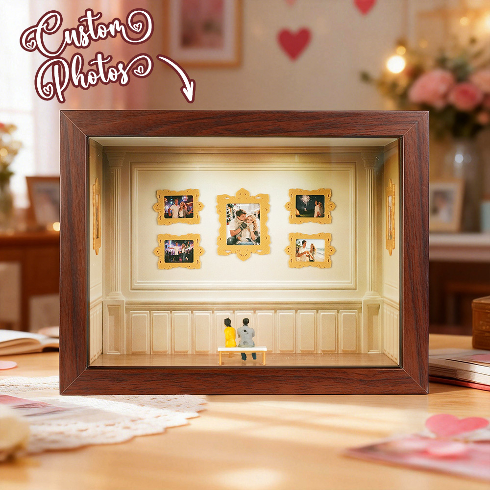 Custom Museum of Us Frame Cute Couple Miniature Museum Personalized Museum of Us Shadow Box Frame Couple Gifts Valentine's Day Anniversary Gift