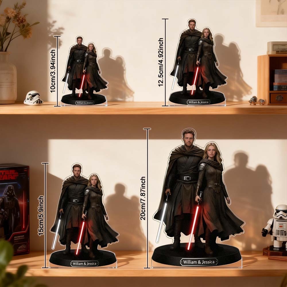 Custom Lightsaber Galactic Hero Couple Photo Acrylic Plaque Funny Gifts for Lover