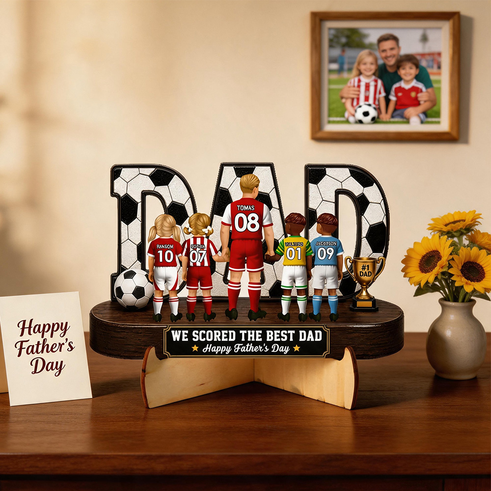 Soccer Dad Legend We Scored The Best Dad Back View - Personalized 2D Printed 3D Look Wooden Plaque - Father's Day Gift For Dad, Husband, Soccer Lovers