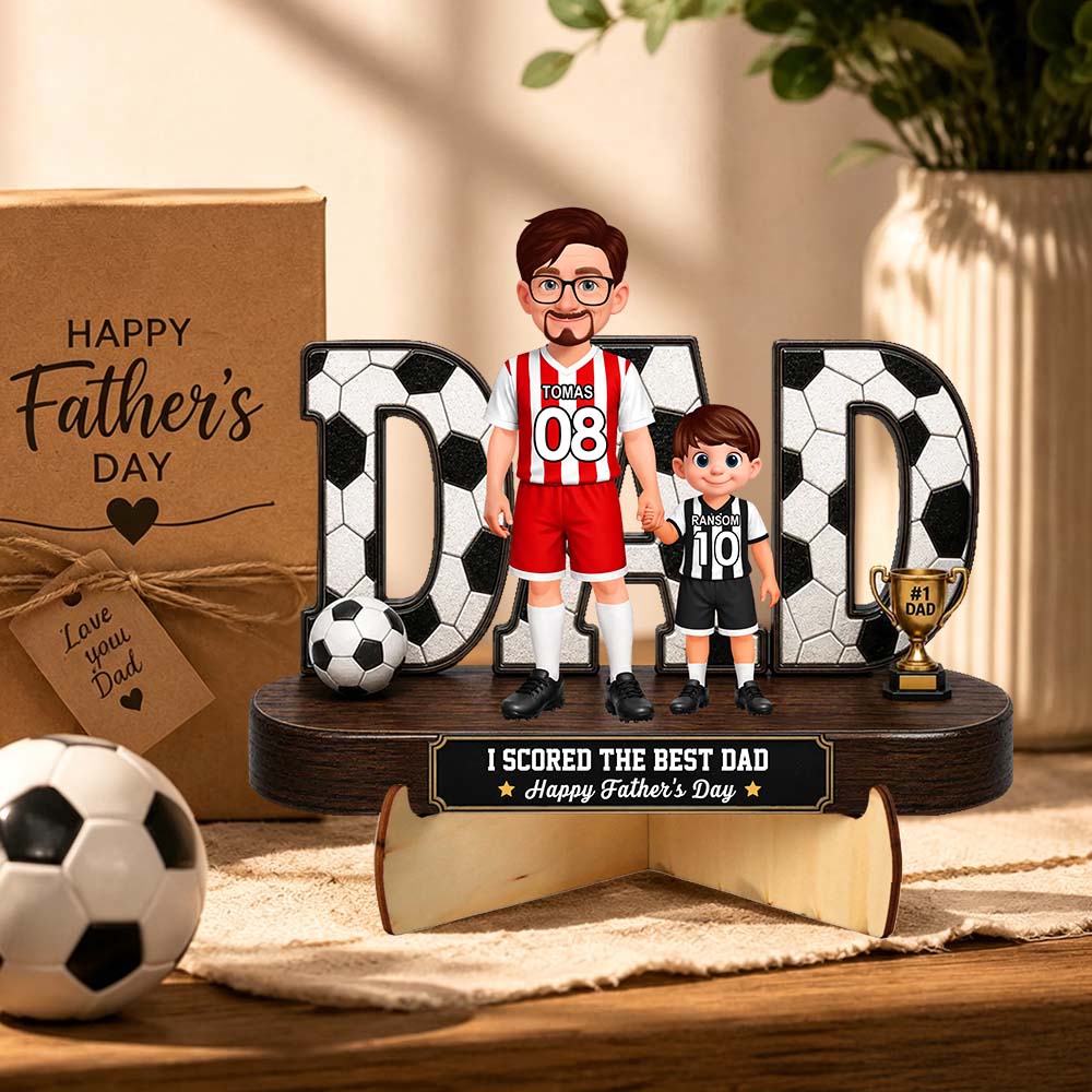 Soccer Dad Legend We Scored The Best Dad - Personalized Wooden Plaque - Father's Day Gift For Dad, Husband, Soccer Lovers