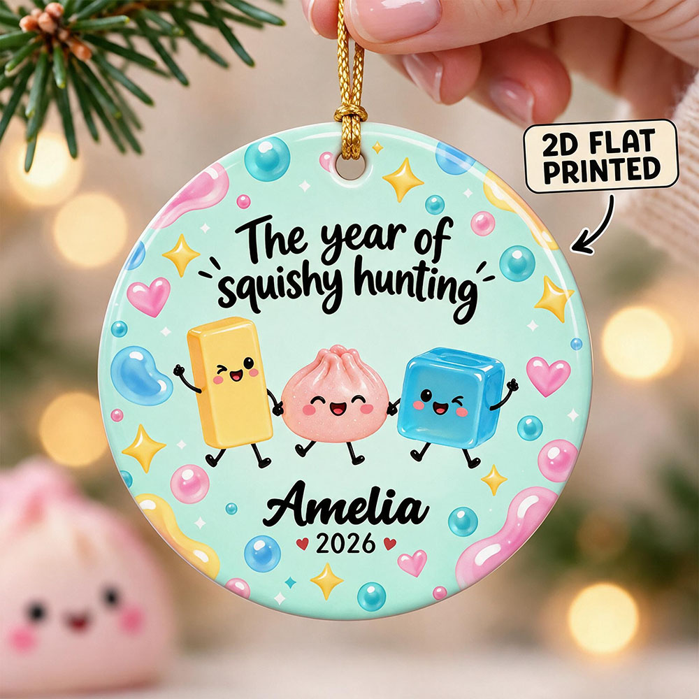 The Year Of Squishies 2D Flat - Personalized Ceramic Ornament - Christmas Keepsake