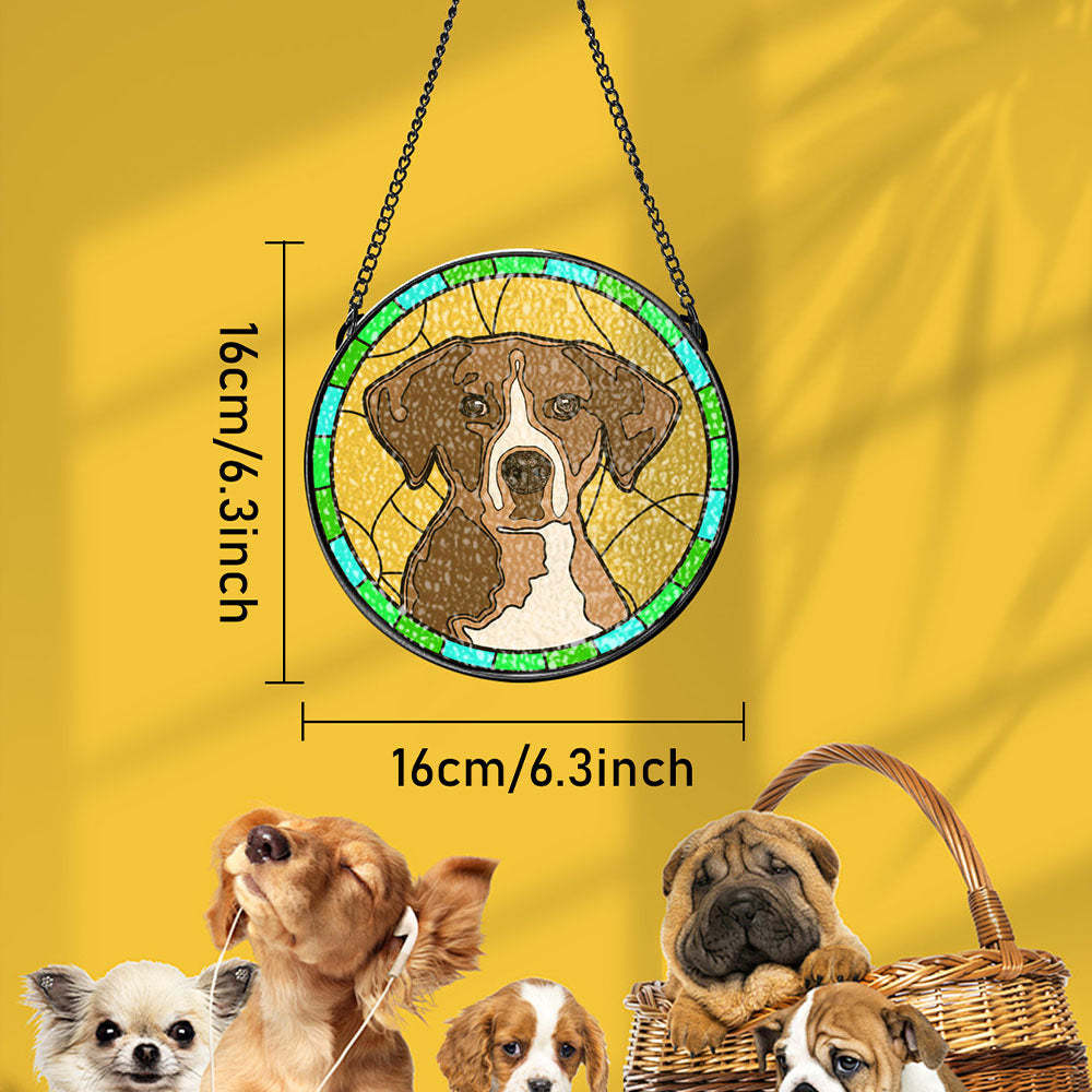 Personalized Pet Portrait Stained Glass Suncatcher Memorial Gift for Pet Lovers - Bestchristmasgifts