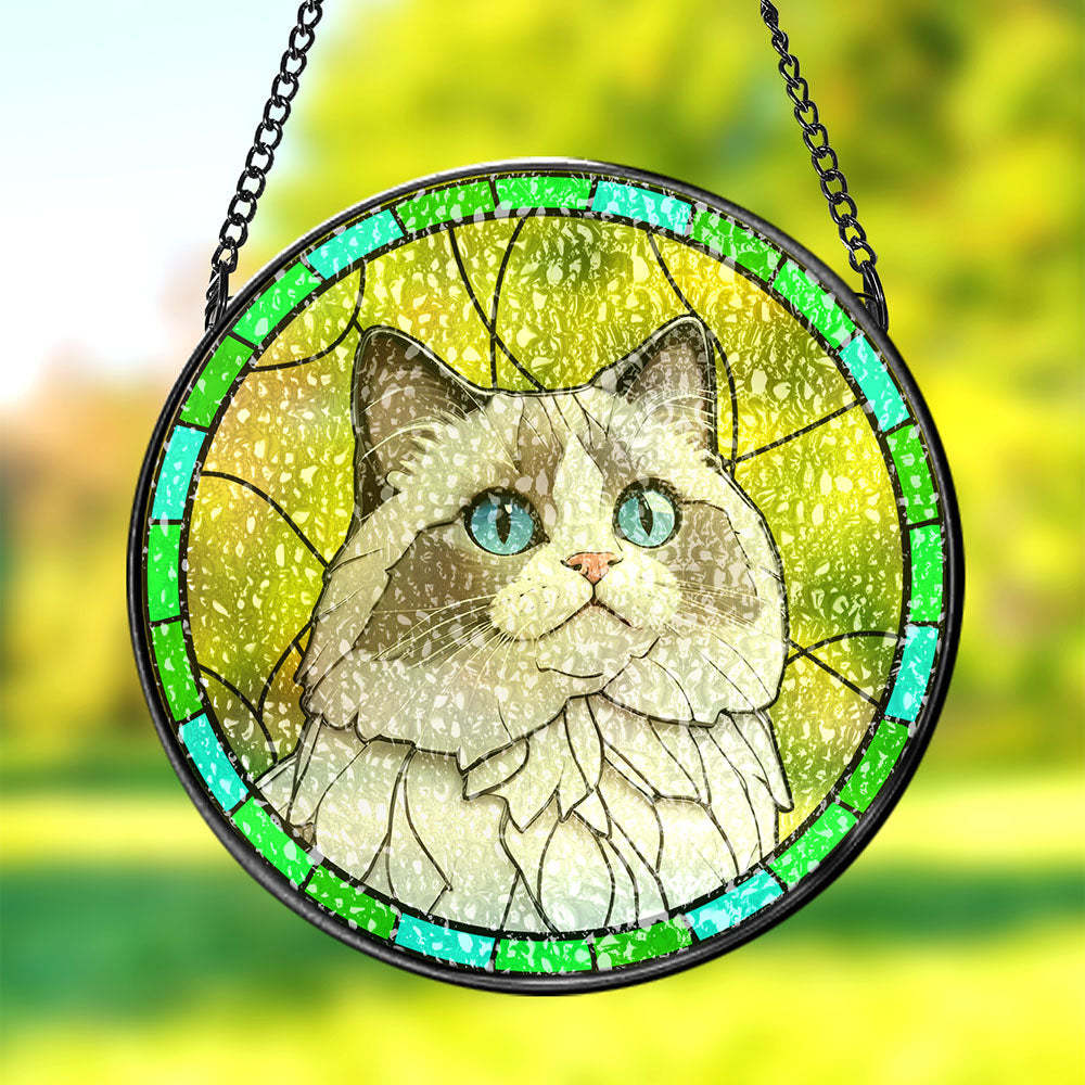 Custom Pet Portrait Art Suncatcher Stained Glass Ornament Dog Memorial Gifts for Pet Lovers - Bestchristmasgifts