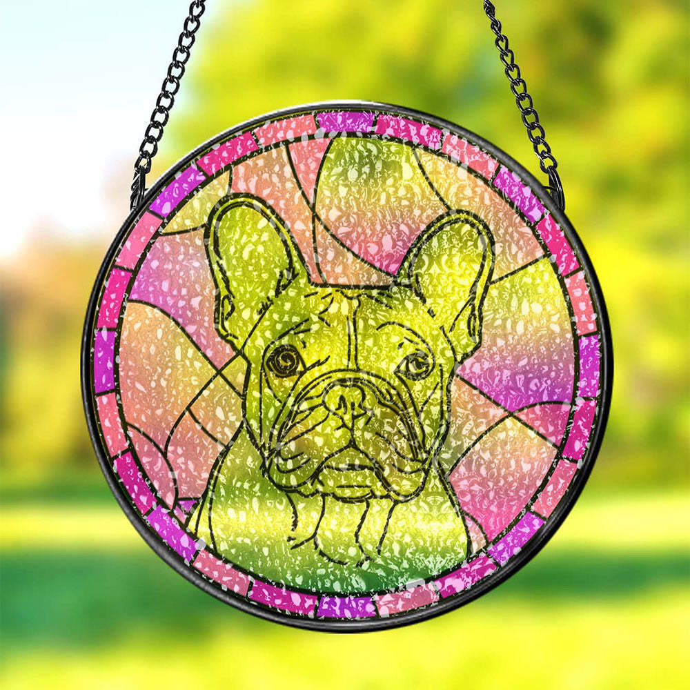 Personalized Pet Portrait Suncatcher Stained Glass Pet Ornament Remembrance Gifts for Pet Lovers - Bestchristmasgifts