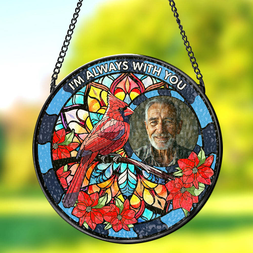 Custom Photo Memorial Ornament Personalized Stained Glass Window Suncatcher Sympathy Gift For Family Members - Bestchristmasgifts