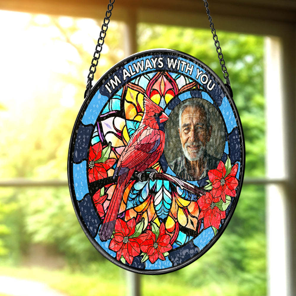 Custom Photo Memorial Ornament Personalized Stained Glass Window Suncatcher Sympathy Gift For Family Members - Bestchristmasgifts