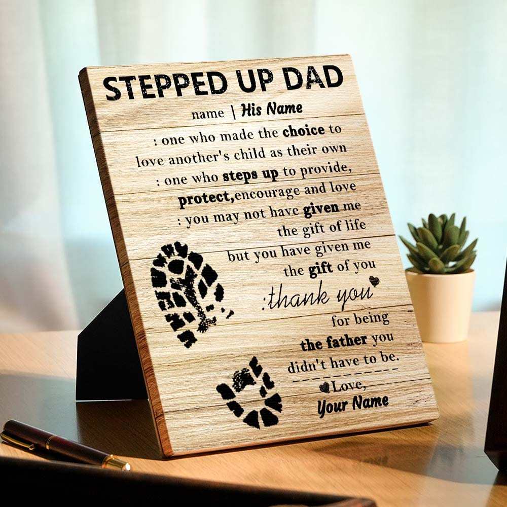Custom Stepped Up Dad Frame Personalized Easel-Back Gallery Wrapped Canvas Unique Gifts for Fahter's Day - Giftlab