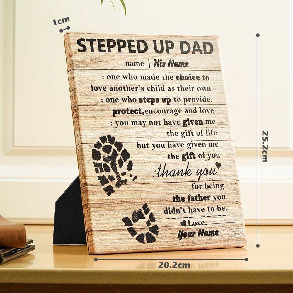 Custom Stepped Up Dad Frame Personalized Easel-Back Gallery Wrapped Canvas Unique Gifts for Fahter's Day - Giftlab