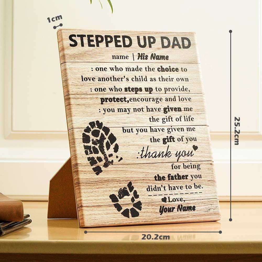 Custom Stepped Up Dad Frame Personalized Easel-Back Gallery Wrapped Canvas Unique Gifts for Fahter's Day - Giftlab