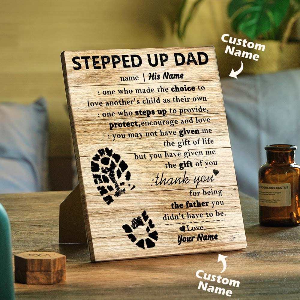 Custom Stepped Up Dad Frame Personalized Easel-Back Gallery Wrapped Canvas Unique Gifts for Fahter's Day - Giftlab