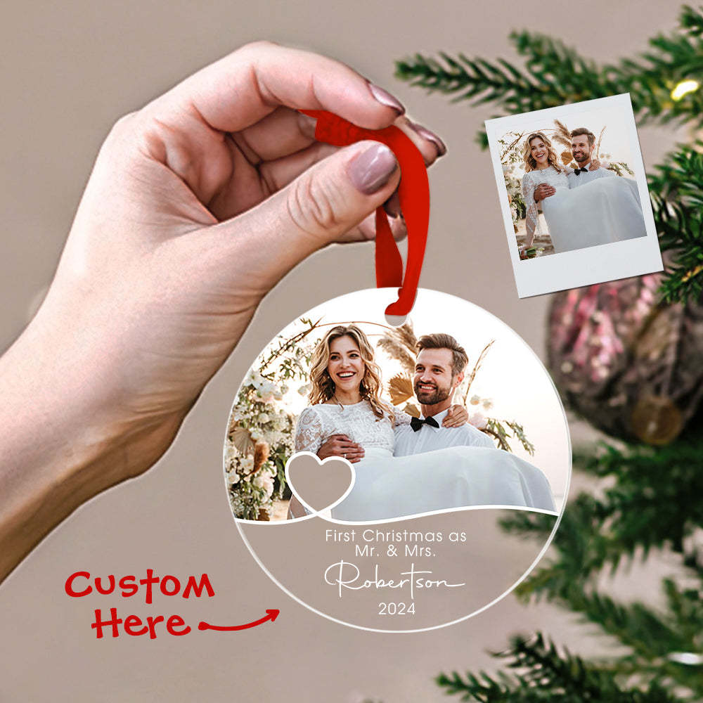 Personalized First Christmas Ornament with Photo Christmas Ornament Gift for Couples - Bestchristmasgifts
